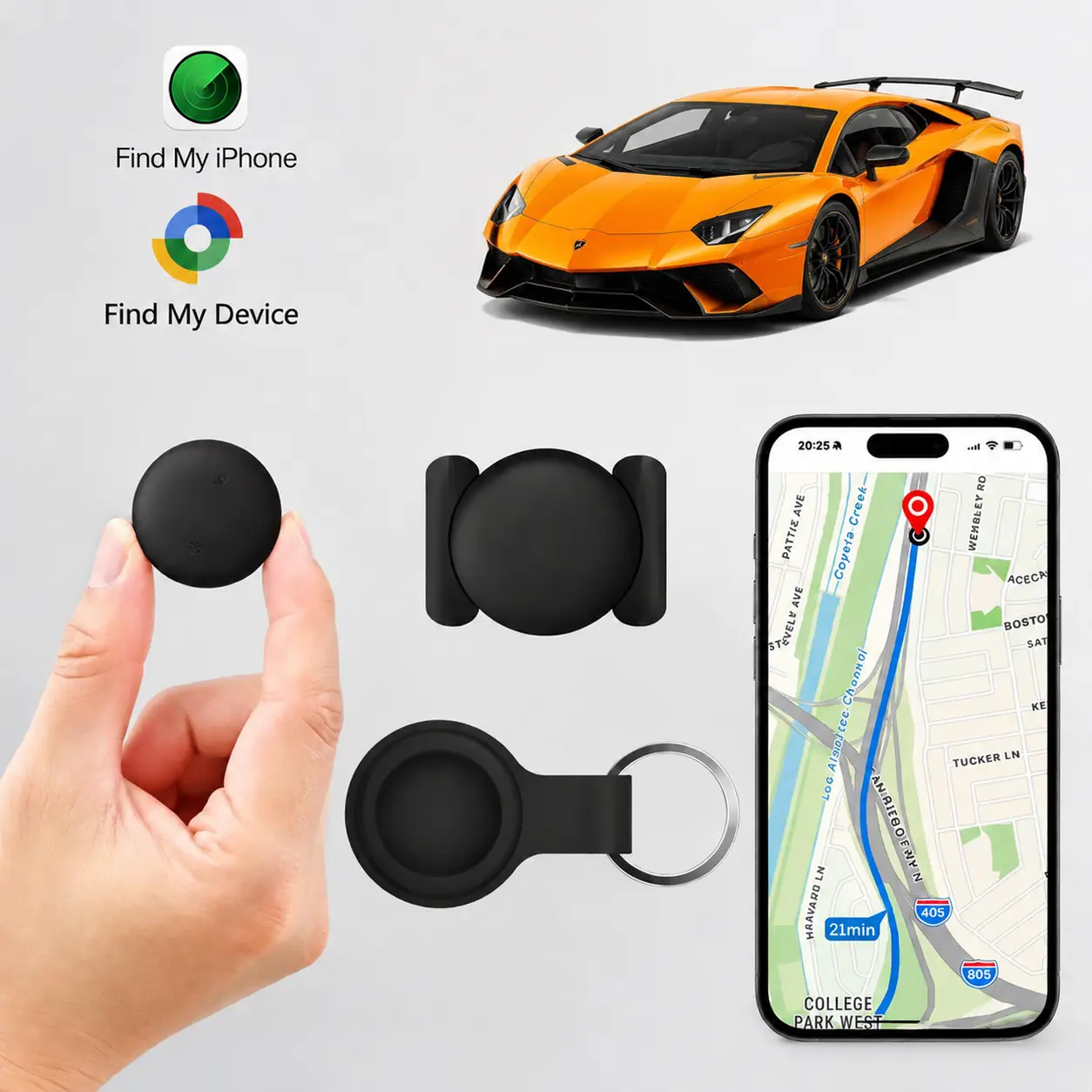 Miniature Magnetic GPS Tracker for Car and Bike, Waterproof Anti-Lost Wireless Locator with No Subscription, Works with The Find My Network, Monitor, Universal, Cycling, Ios, Findmy, Portable, Equipment, Protection, Gps Vehicle Tracker, Metal, Steel