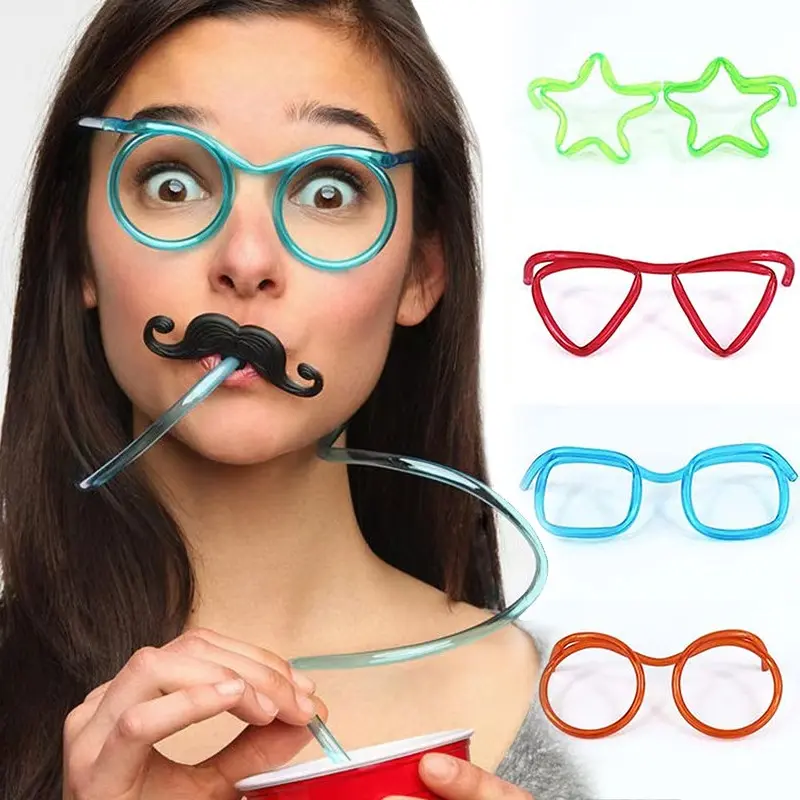 Adorable Crazy Eye Glasses Straw, Quirky Lazy Drinker's Delight, Fun Beverage Sipping Accessory, Unique Drinkware for Parties & Events
