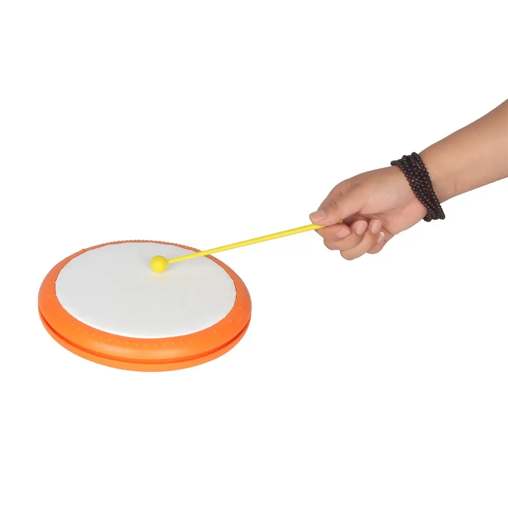 Plastic Hand Drum with Plastic Sticks, Native American Style Musical Instrument, Compact Size 20.5x20.5x9.5cm, Percussion Musical Instruments
