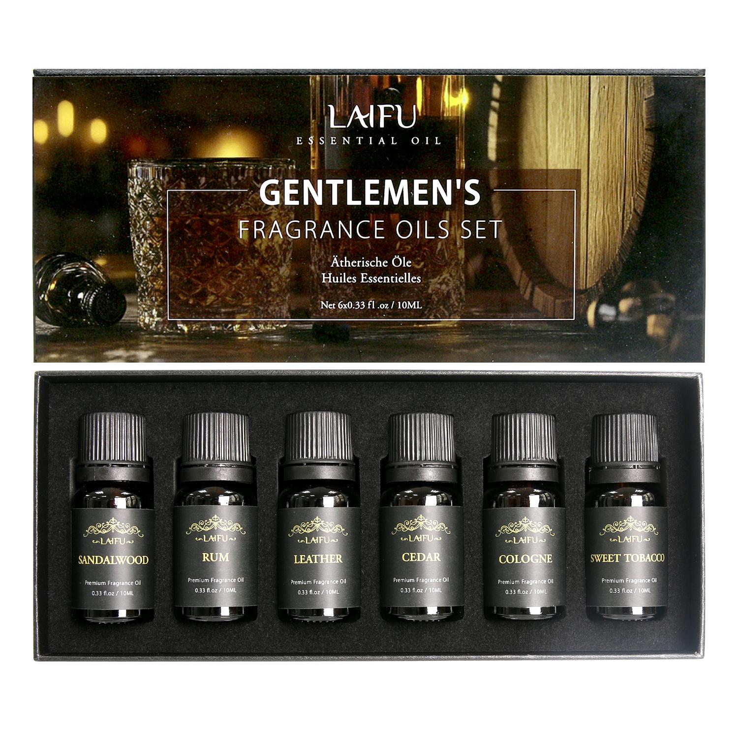 Water Soluble Essential Oils Kit: Sandalwood, Cedarwood, Leather, Sweet, Rum, Eau De Cologne, 6x10ml