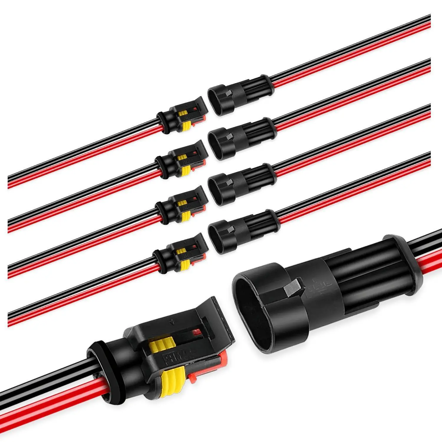 Nilight 5-Pack 2-Pin 16 Gauge (16AWG) 1.5mm Series Terminal Connector, for Car, Motorcycle, Scooter, Truck Wiring Applications