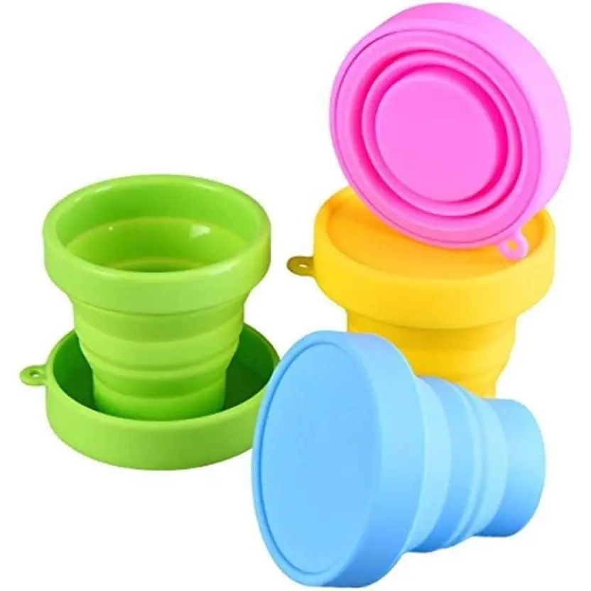 Unisex 220ml Collapsible Compact Fit Cup with Foldable Lid - Portable Pocket-Size Expandable Drinkware for Outdoor Camping, Hiking
