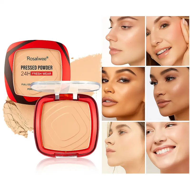 RosaWee 24Hour LongWear Matte Makeup Finish Face Pressed Powder, Oil Control Skin Smoothing Setting Powder, Waterproof Sweat Proof High Coverage Compact