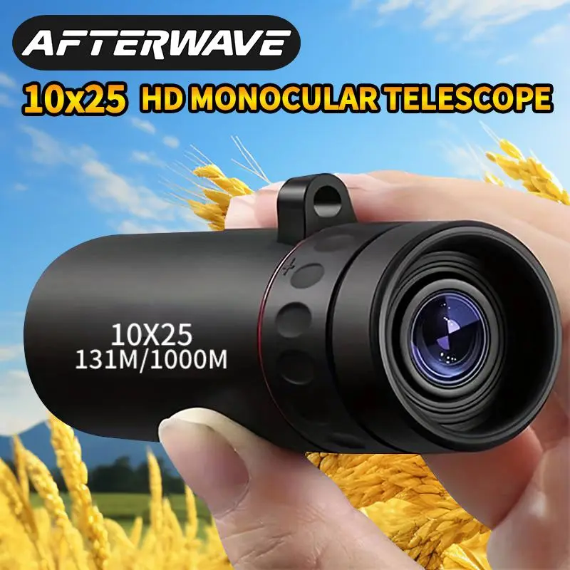 Afterwave 10x25 Real HD Long Range Adult Monocular Telescope, 10X Mini Powerful Monocular Telescope for Adults, Durable Telescope Hiking Equipment Monocular Telescope Great for Outdoor Adventure Camping Watching Game Perfect Birthday Gift