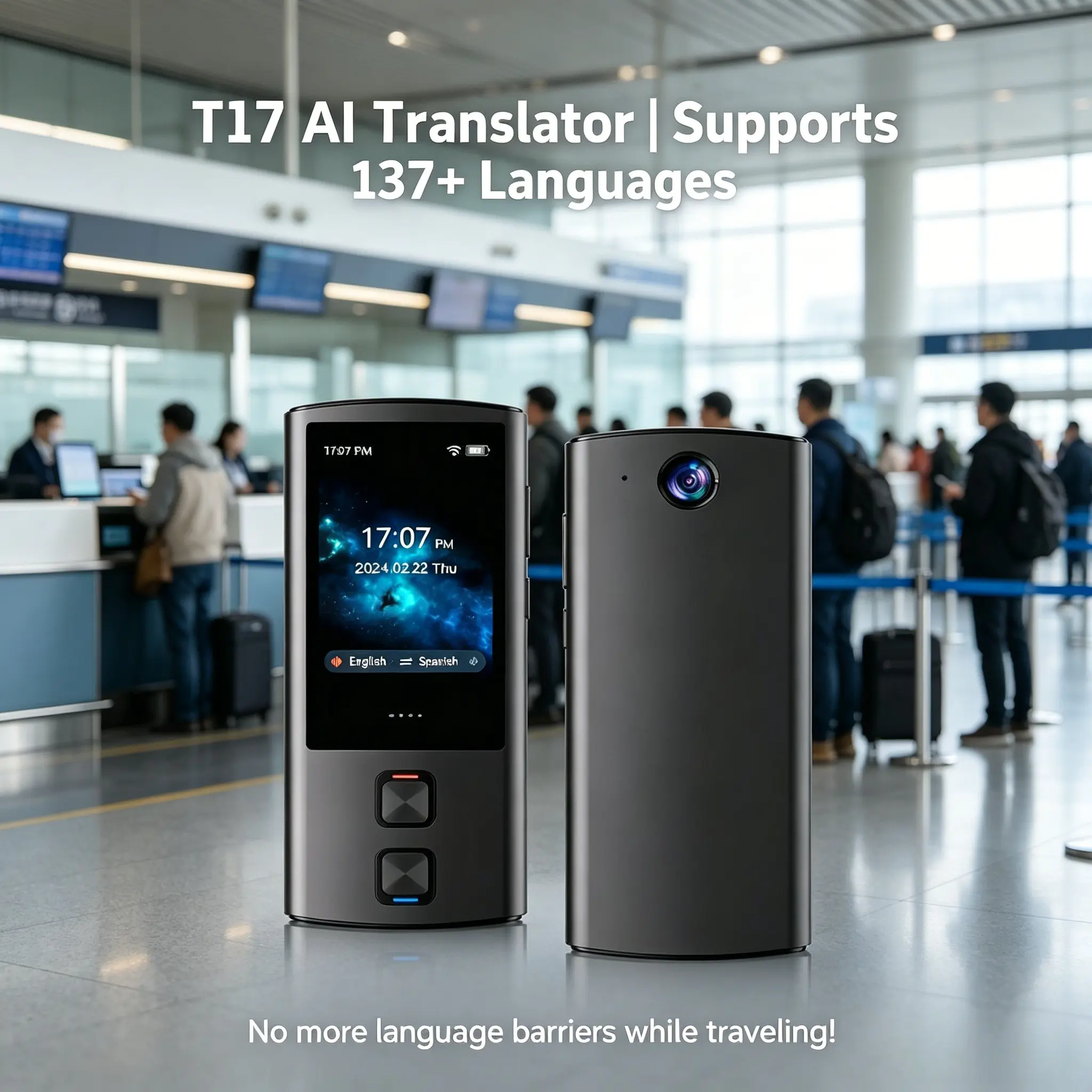 Portable Smart Language Translator With Offline Photo Translation Real Time Multilingual Interpretation ChatGPT Function Must Have Device For Exhibition Overseas Travel