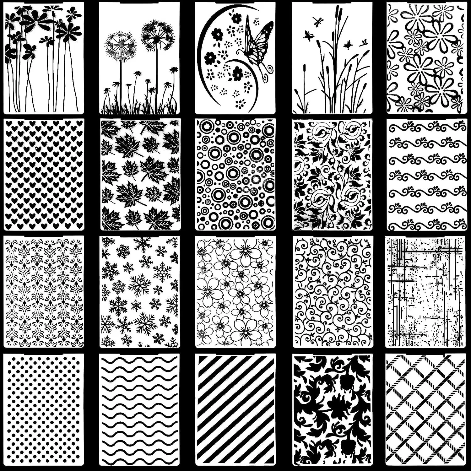 20 Pcs Embossing Folders, Plastic Embossing Folders for Card Making 5.8x3.9 Inch Paper Card Stencils DIY Craft Scrapbook Templates for Greeting Cards Photo Album Decor