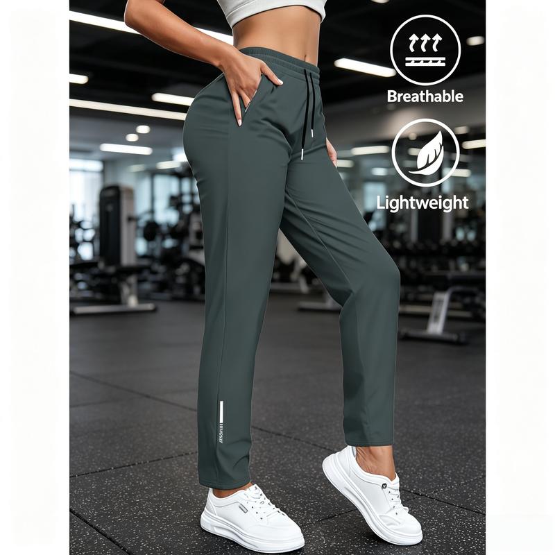 Women's Polypropylene Casual Comfy Joggers - Modern Full-Length Jogger Style, 4-Way Stretch Loose-Fit, Zip Pockets, Waist Drawcord, Suitable for Outdoor Sports, Fitness