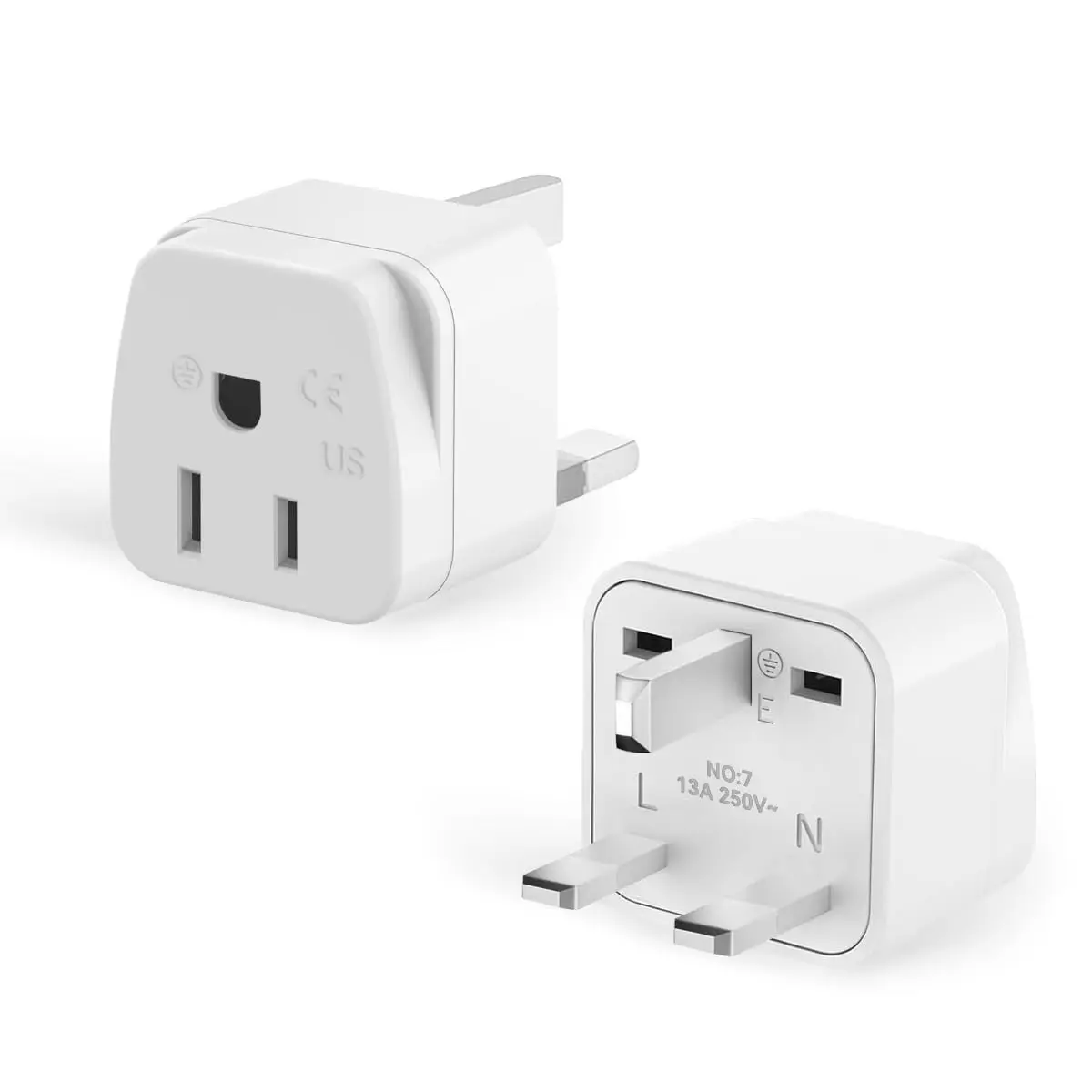 2-Pack Us to Uk Plug Adapter, Socket Adapter Set, 2/3 Pin Us to 3 Pin Uk Converter, Usa Canada China Japan to Uk Plug Adapter, A-Type B-Type Compatible