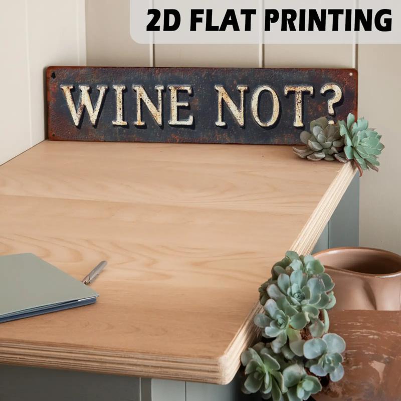 1PC 2D Plane, Retro "Wine Isn't It?"Metal Sign - Kitchen, Bar, Winery and Home Country Wall Decor, 9.91x 39.88cm , Metal Wall Art Decoration