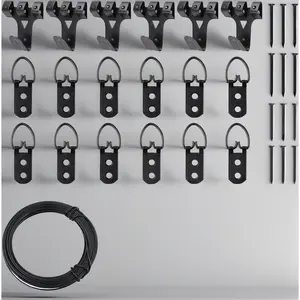 Heavy Duty Picture Hanging Kit – 10M Picture Wire + 6 Hanging Hooks + 12 D-Rings with Nails, Black Wall Art Hangers for Exhibitions & Galleries
