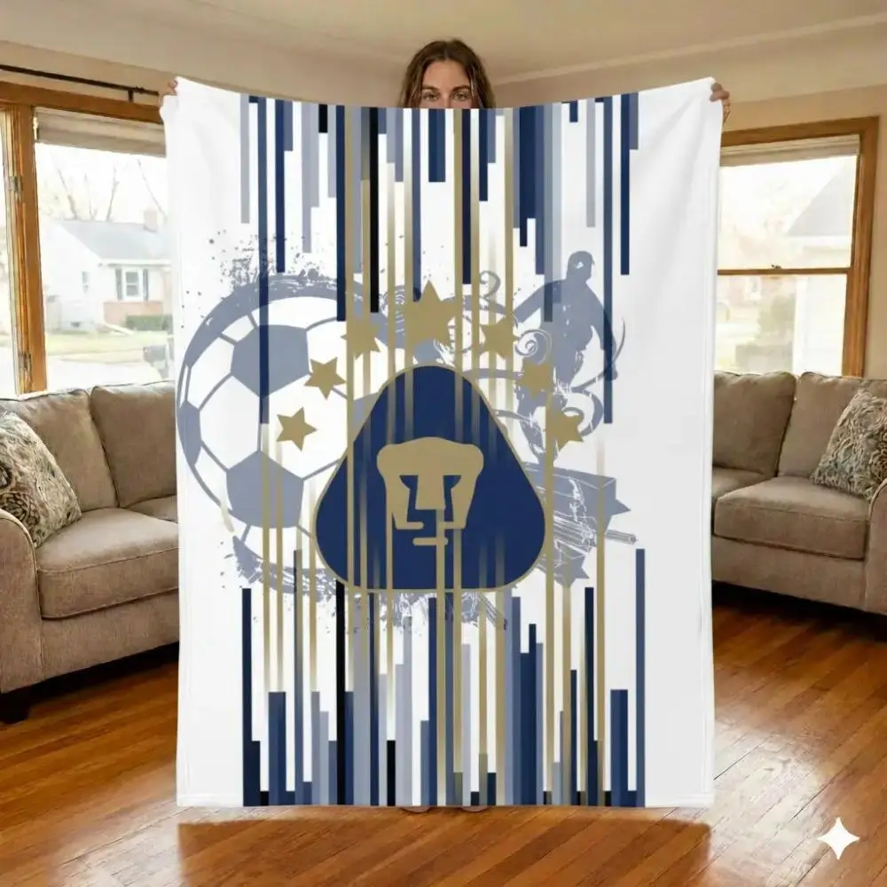 Liga MX Pumas UNAM Flannel Blanket - Soft Plush Throw for Sofa, Travel, Soccer Fans, Lightweight Warm Portable Bedding Gift for Birthdays, Christmas