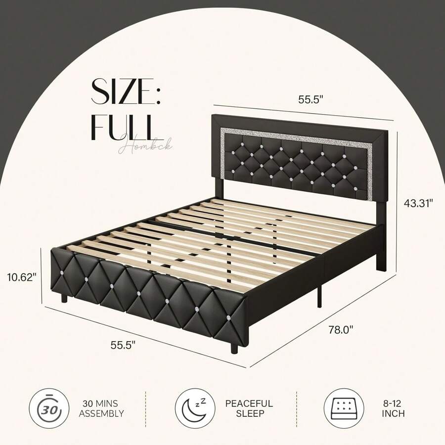 Upholstered Platform Bed Frame Twin Full Queen King Diamond Tufted Headboard Footboard No Box Spring Needed Multi-Color Multifunctional Murphy dog canopy Foldable Sofa metal loft trundle floor Upholstered Platform Bed Frame Twin Full Queen King Diamond Tufted Headboard Footboard No Box Spring Needed Multi-Color Multifunctional Murphy dog canopy Foldable Sofa metal loft trundle floor