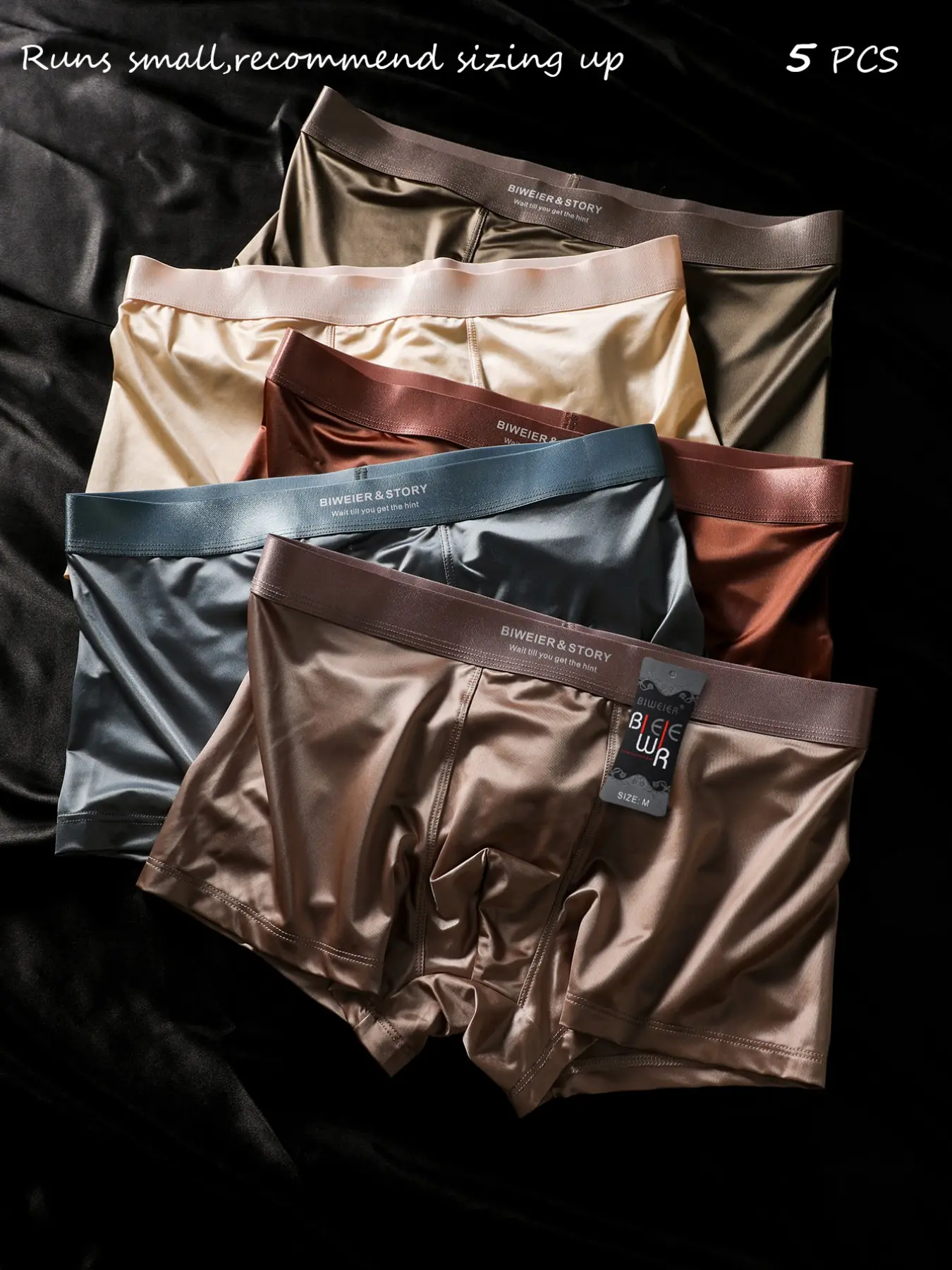 Men's Satin Elasticity Design Underwear Set, Breathable Boxer Shorts, Soft Comfortable Fabric, Casual Style, All Seasons Wear, Home & Vacation Use