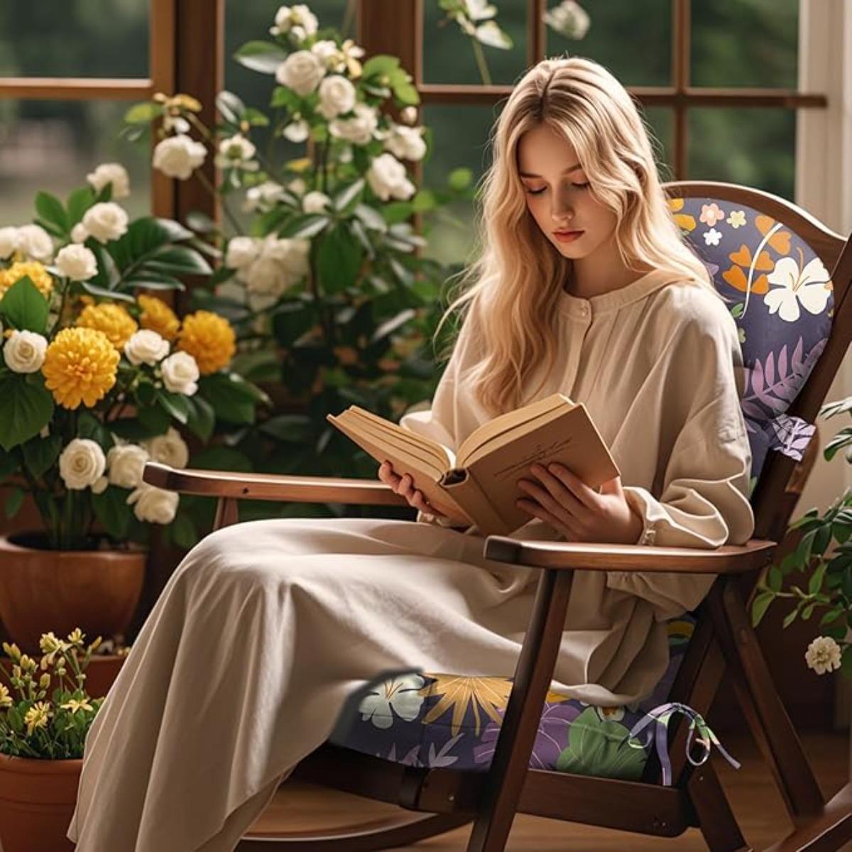 Adirondack Chair Cushion Waterproof Indoor Outdoor Rocking Chair Cushion 44 Inches Patio High Back Chair Cushions Thickened Adirondack Rocking Chair Cushions with Ties, Purple