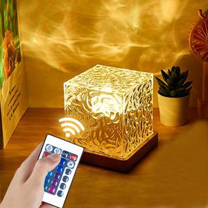 Cube Lamp Northern Lights Projector Gradual Rotating Flame Water Lights for Bedroom Ocean Lamp with Remote Control for Office Bar Restaurant Bedroom Underwater Projector Light