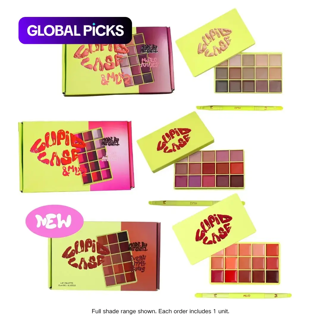 CUPID CASE LIP PALETTE & LIP BRUSH SET - MADE BY MITCHELL Cosmetic Set CUPID CASE LIP PALETTE & LIP BRUSH SET - MADE BY MITCHELL Cosmetic Set