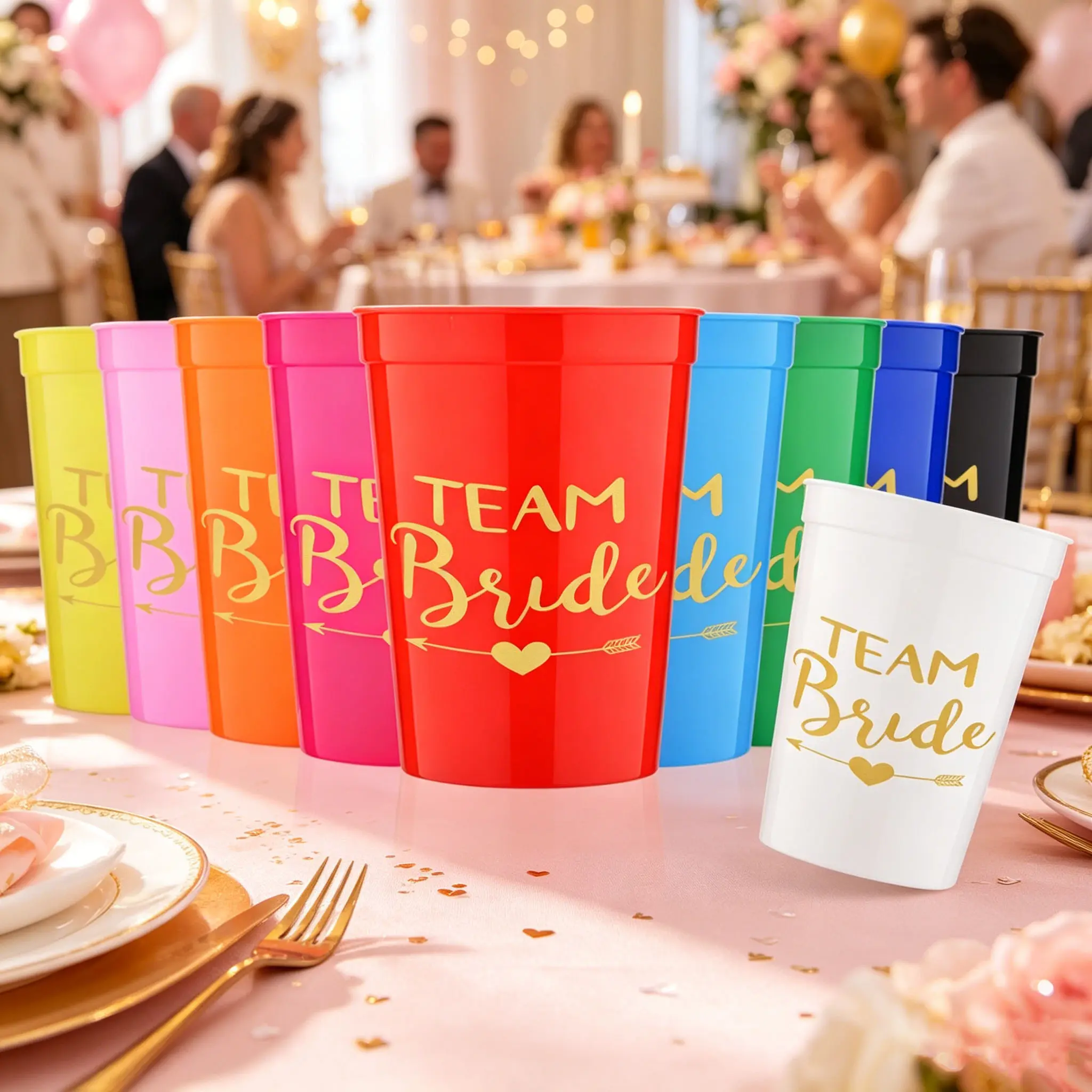 10pcs/12oz/350ml, Plastic Stadium Cup, Reusable Plastic Large Cups Drink Tumblers for Parties, Party Supplies, Birthday Picnics Sports Event Wedding Party, Wedding Party Gift, Warm Gifts For Family And Friends