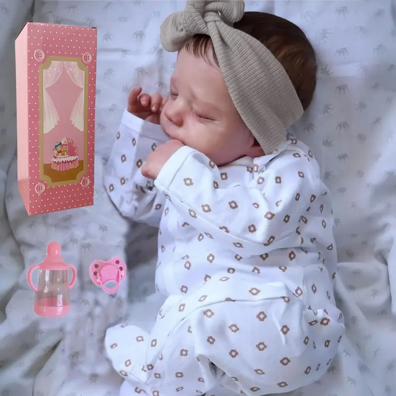Whimsy & Wit-50cm/20inch Reborn Baby Doll Toy| Vinyl Limbs and Cloth Body, Handmade Fashion, Includes Pacifier, Diaper, Bottle| and Mixed Color,Realistic Weighted Reborn Baby Doll,Birthday Gift toy sleeping