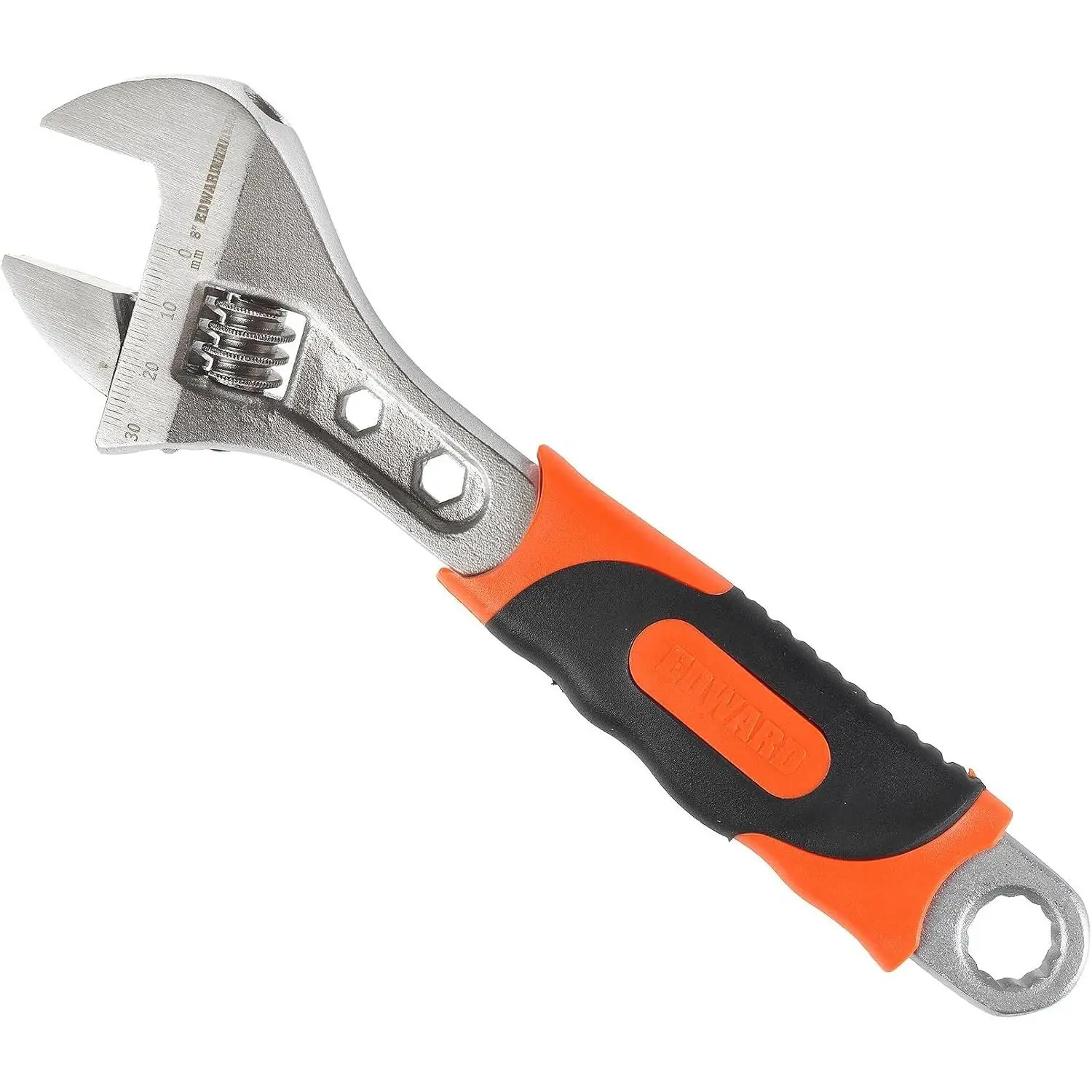 8" Carbon Steel Pro Adjustable Wrench - Quick Adjust Design, Crescent Pro Grip for Greater Leverage, Adjustable Width, Spanner Handle with Spanner Hook, Inches Measurement