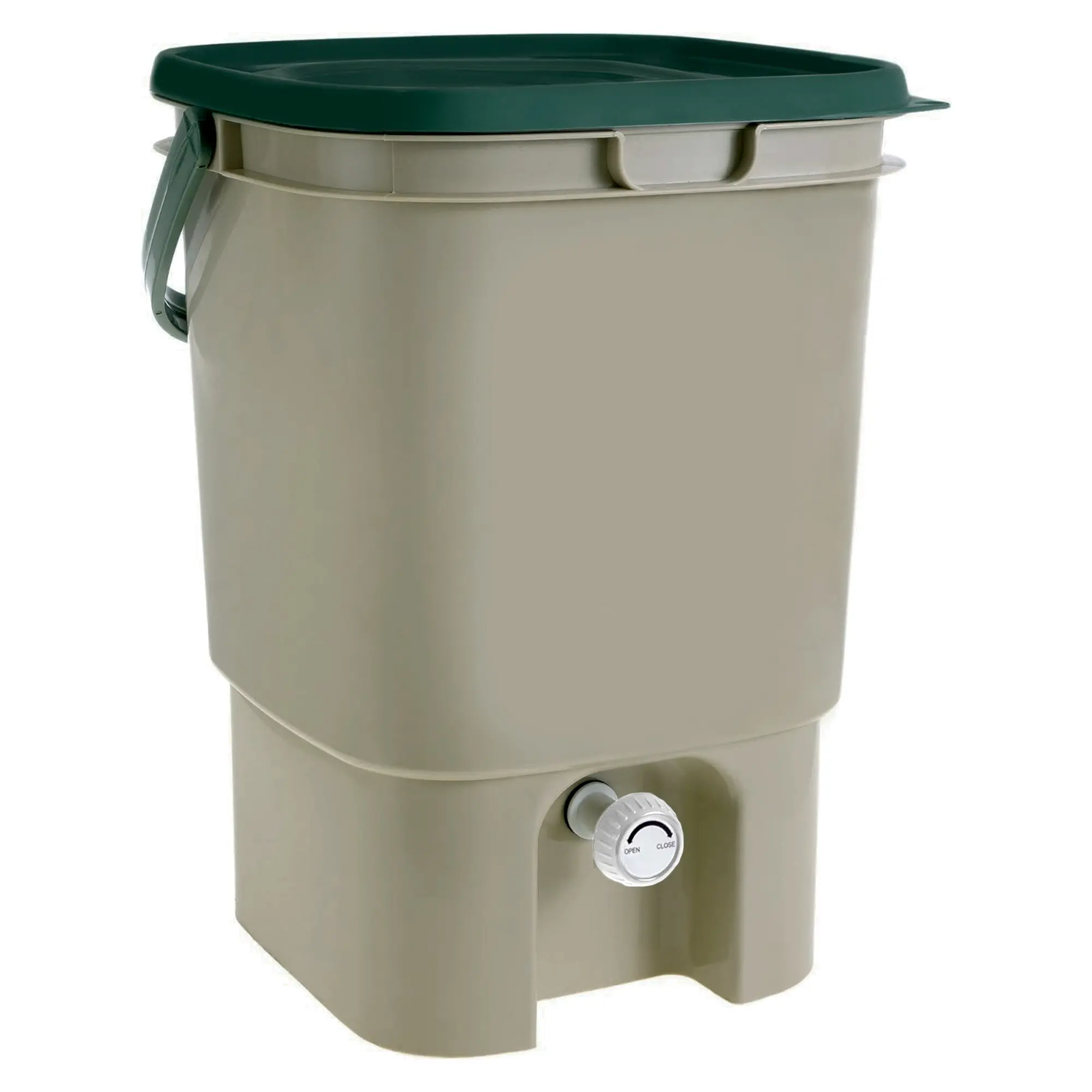 Bokashi Compost Bucket - Plastic, Airtight Seal, Eco-Conscious Odor-Resistant PP Bin with Drain Spigot & Strainer, Smooth Surfaces, Indoor/Outdoor Food Waste Fermentation Container for Organic Liquid Fertilizer (11.8x11.8x15.9in), Cleaning