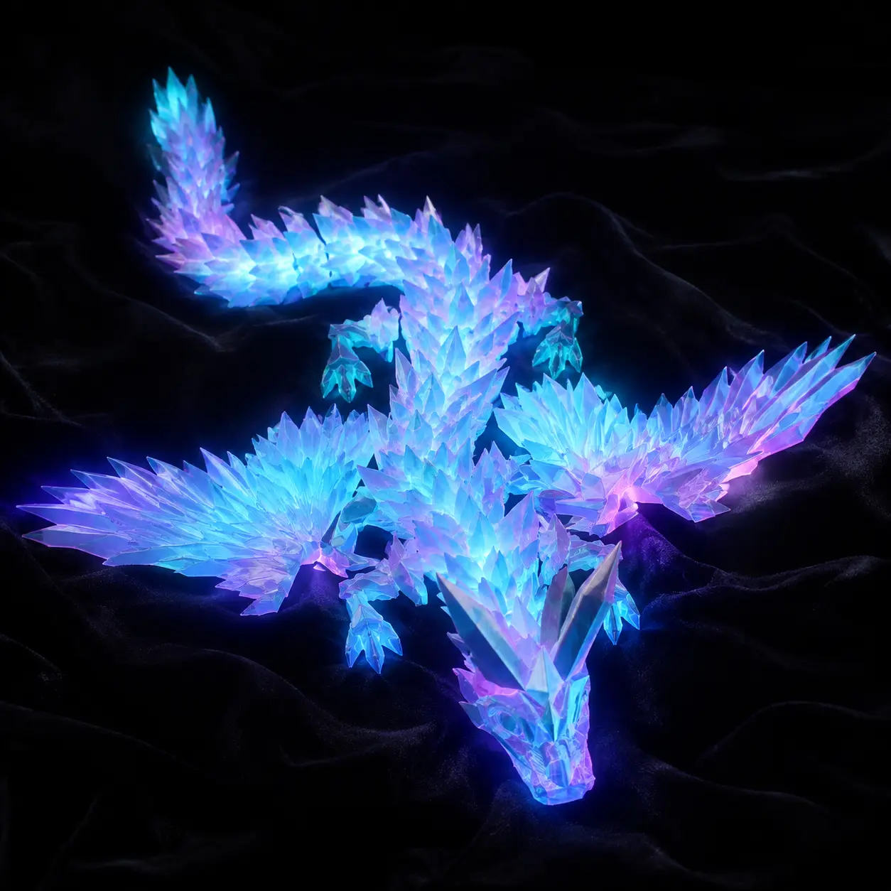 Flying Dragon 3D-Printed Ornament – ​​Ice Dragon-Themed Light-Up Desktop Decoration