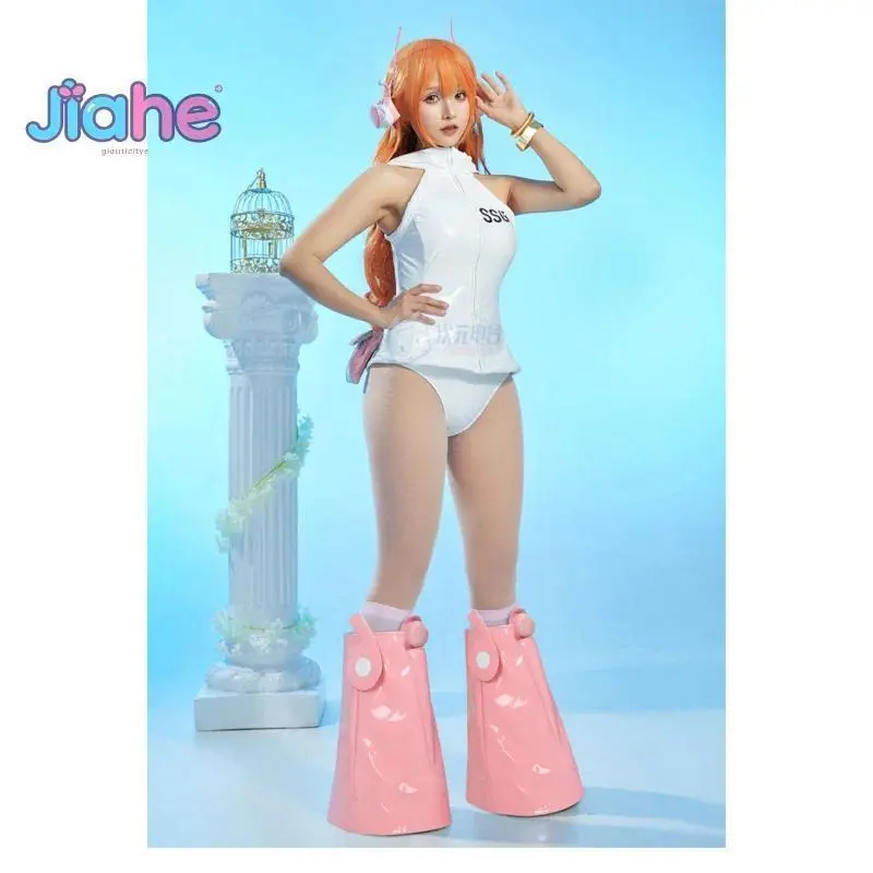 Anime OP Nami Egghead 106 rolls Cosplay Costume Women's sexy leather jumpsuit accessories shoe covers Halloween carnival suit
