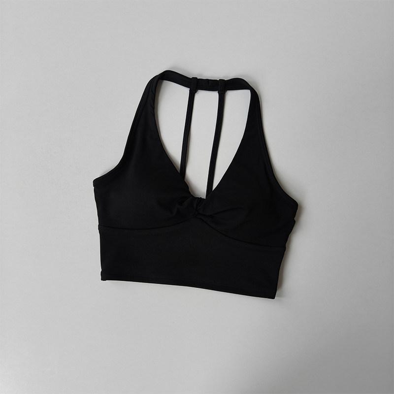 Knotted Shockproof Sports Bra Fixed Cup Thin Straps Beautiful Back Yoga Clothing Vest Running Vest Fitness Clothing Bra Women