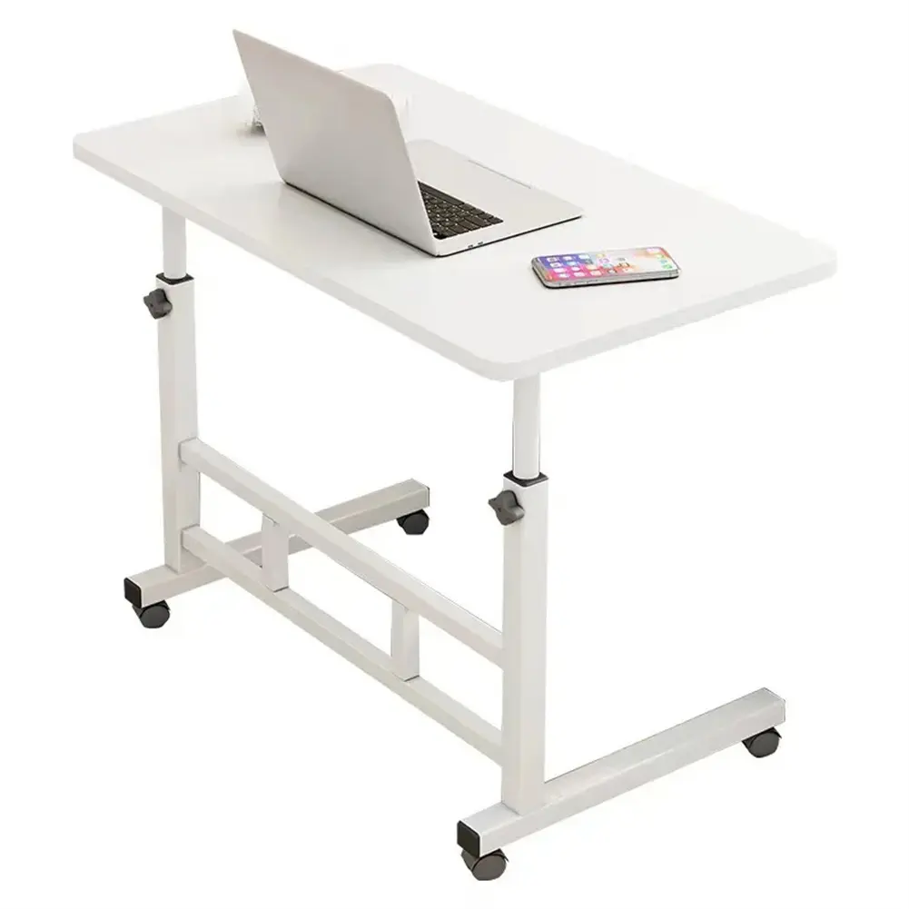 Small Adjustable Height Laptop Desk with Wheels – Mobile Rolling Computer Table – Portable Home Office Workstation – Space-Saving Design for Study or Bedroom
