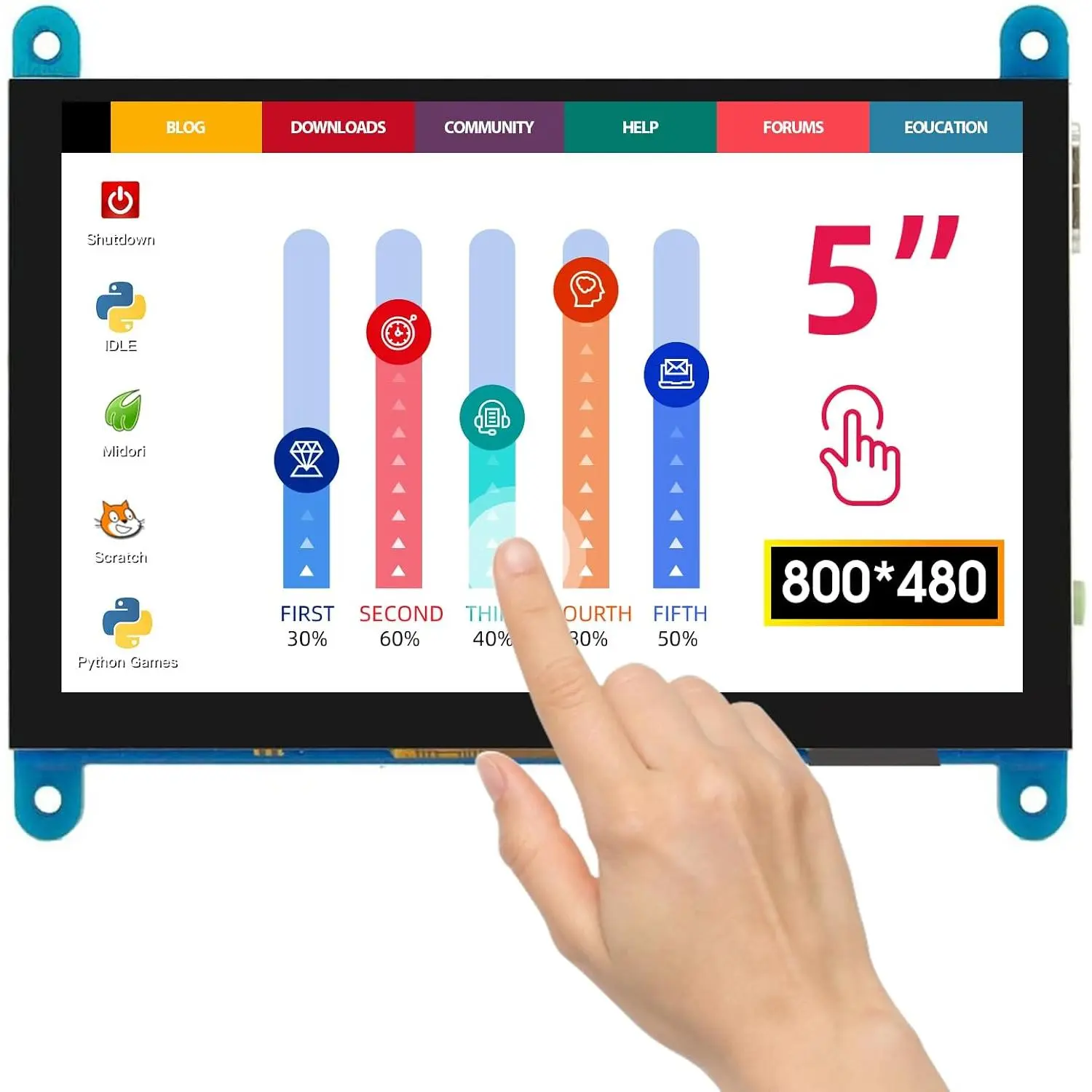 5 Inch Touch Screen Monitor for Raspberry Pi - 800*480 Mini Monitor Touchscreen LCD Display Compatible with Raspberry Pi 5/4/3B+/3B, BB Black, Banana Pi, Jetson Nano, Windows, PC