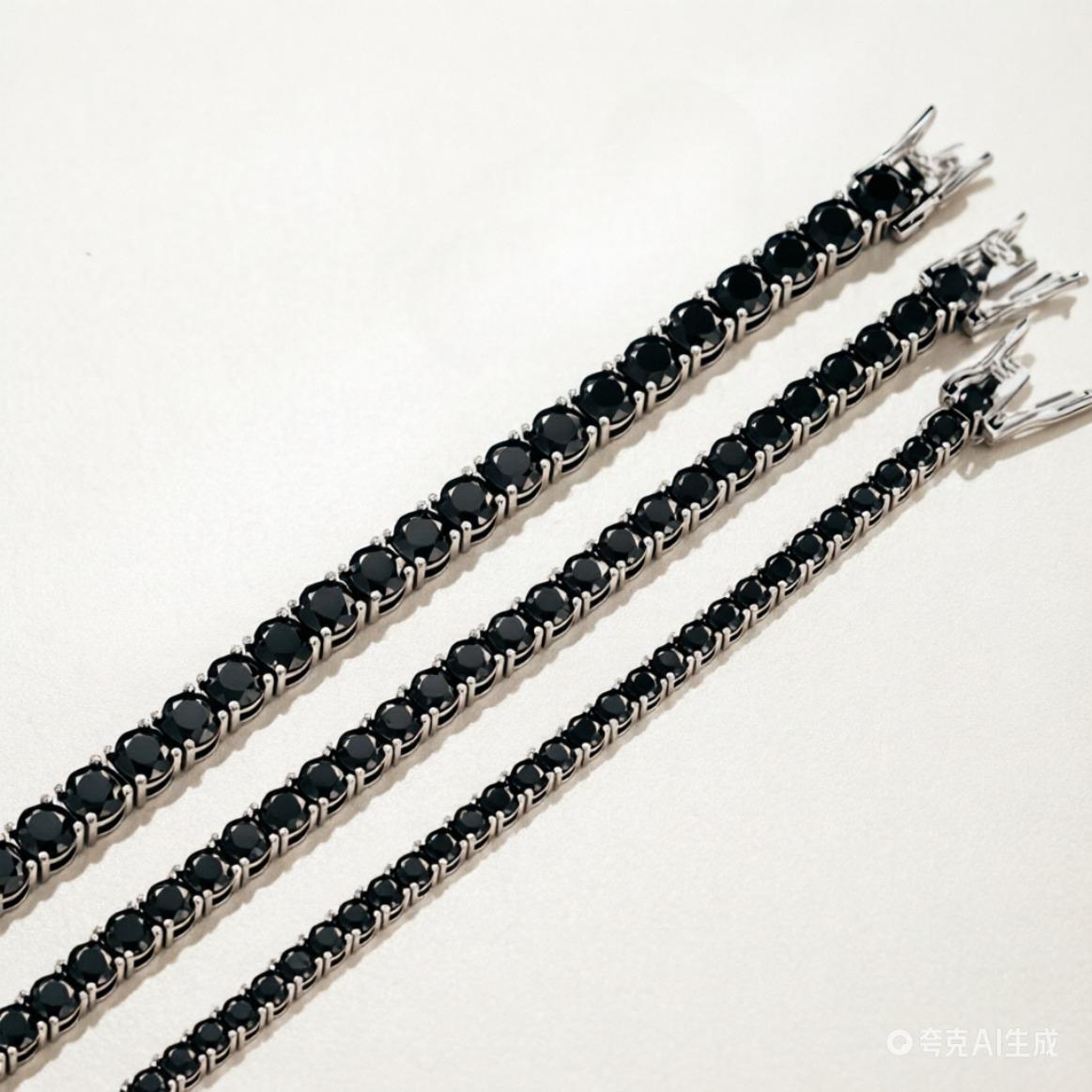 Genuine 925 Sterling Silver Black Moissanite Tennis Bracelet 3/4/5mm, Exquisite Premium Luxury Unisex Jewelry Gift for Women Men, Trendy Iced Out Style