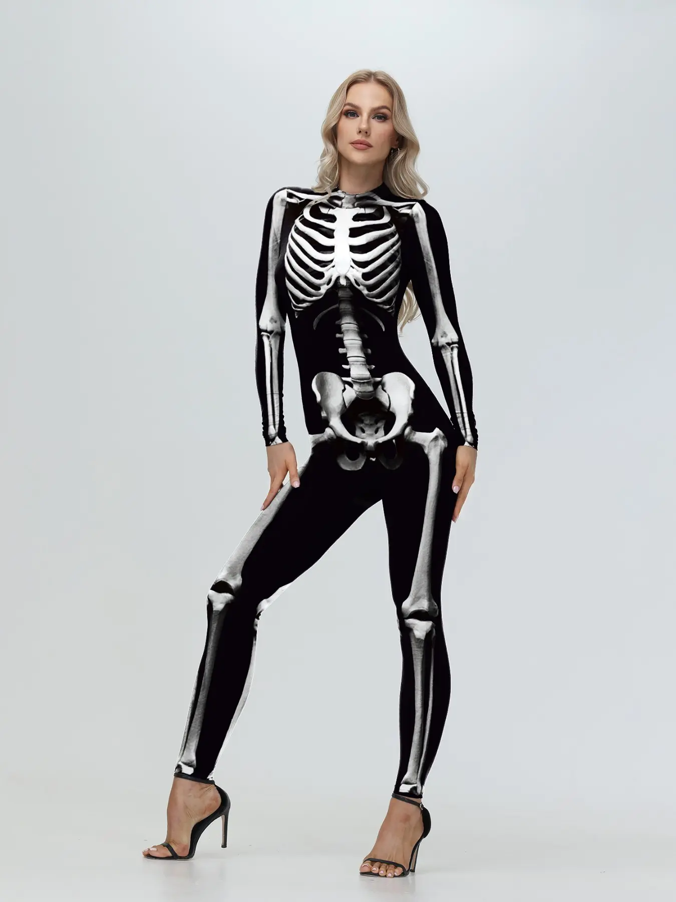 Cosplay Zombie Scary Skeleton Printed Bodysuit Halloween Party Costume Women Zenti Jumpsuit Day of the Dead