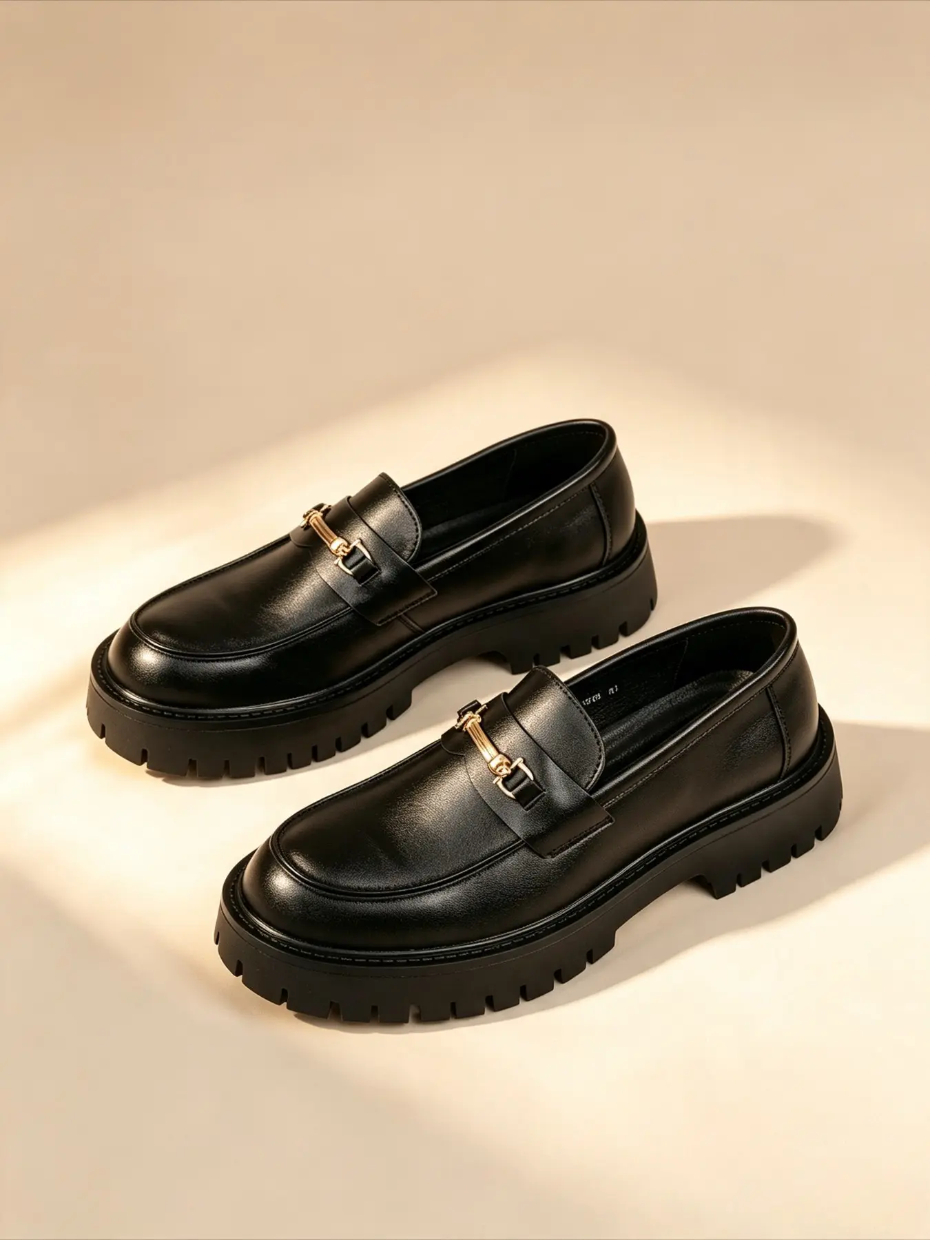 Men's Buckle Loafers, Patchwork Vintage British Style, Thick Sole Platform Shoes, Height Increase Anti-Slip Durable Slip-On Leather Shoes