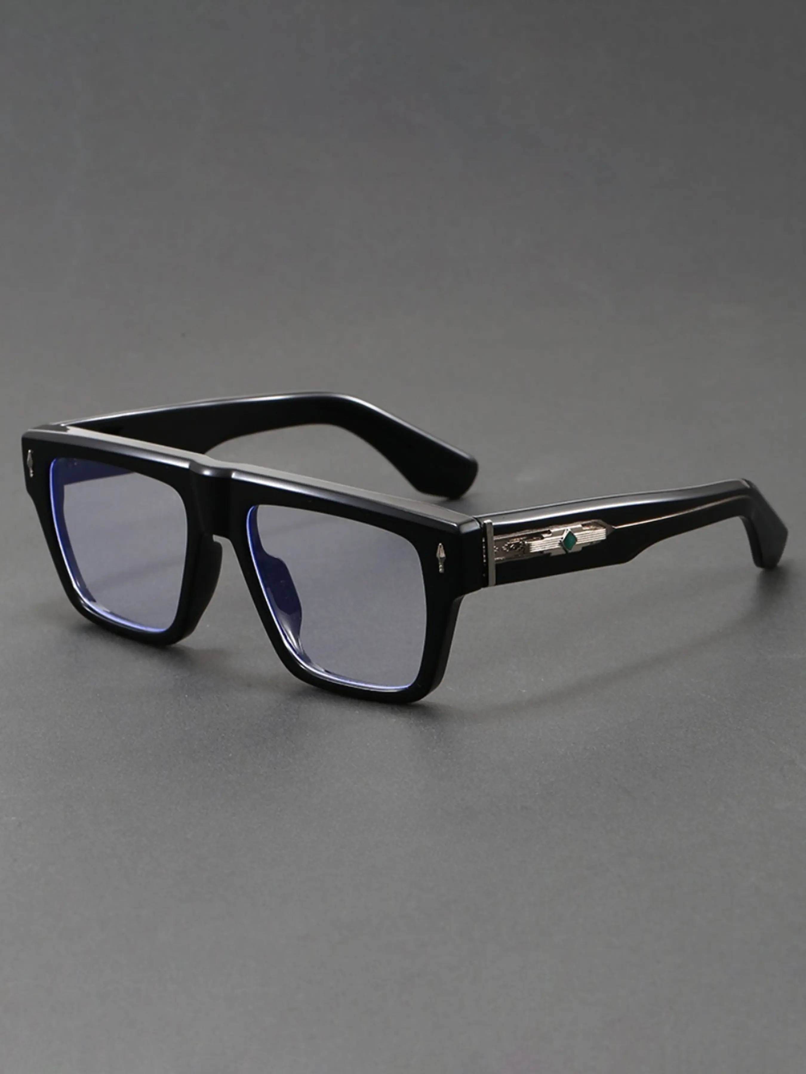COJOS Thick Acetate Square Frame Reading Glasses Temples with Embossed Metal Parts and Diamond Shaped Gem Inlays Packaged in A Glasses Gift Box Reading Eyeglasses