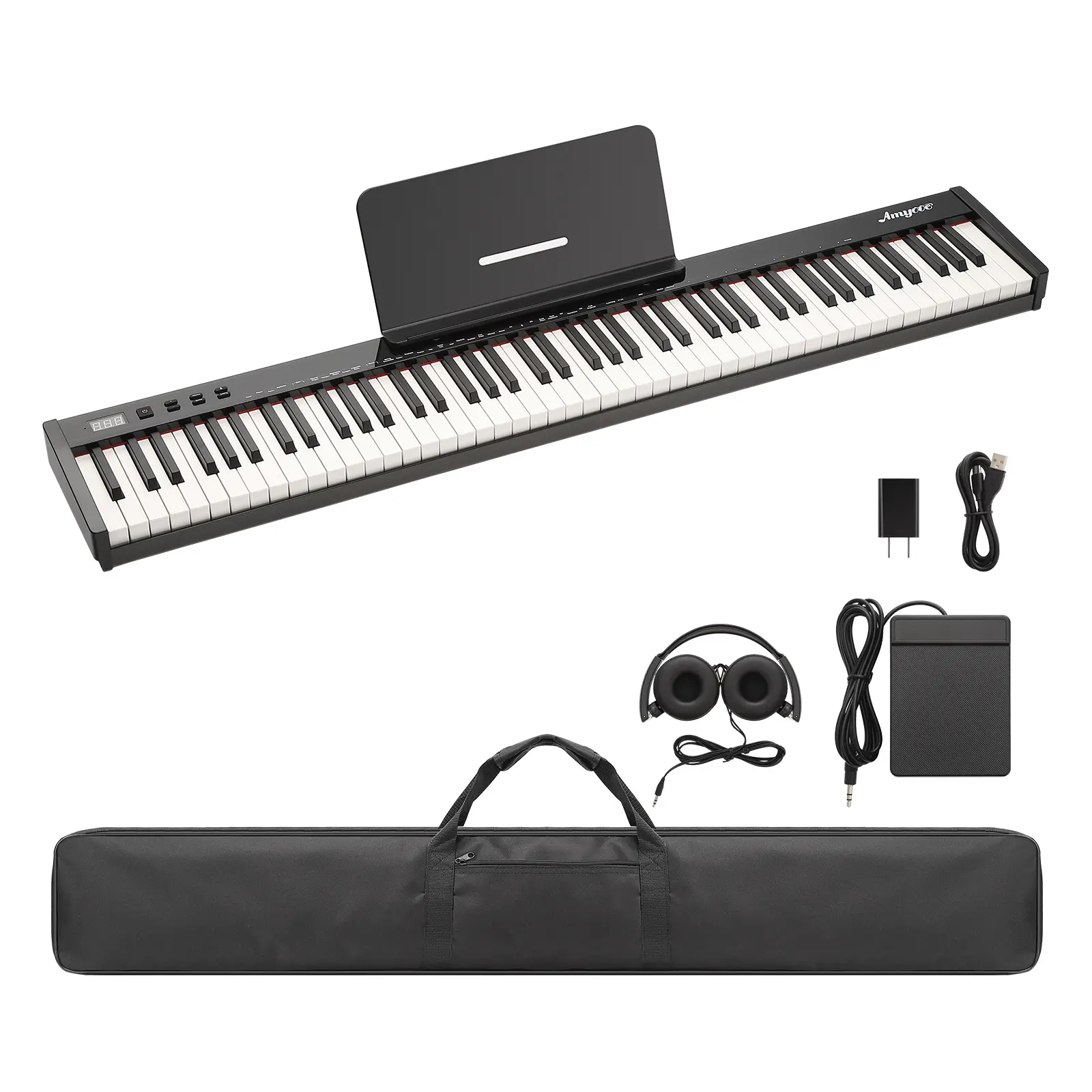 88 Key Piano Keyboard, Electric Piano Keyboard with Weighted Keys & Magnetic Keys, Portable Digital Piano for Beginners - Foldable Electronic Keyboard Piano Full Size, Carry Bag
