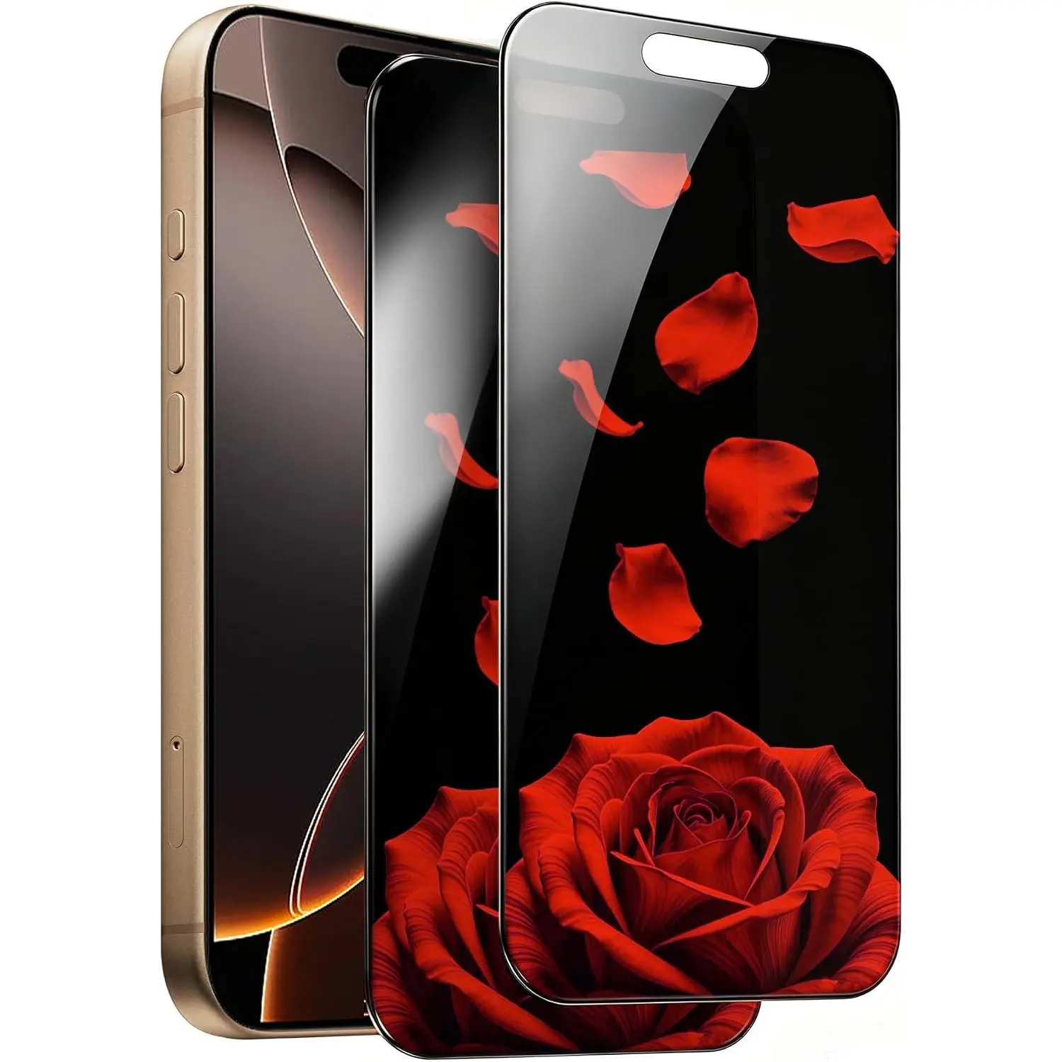 2 Pack  Screen Protector for  16 Pro Max (6.9 inch) | Anti-Spy Tempered Glass Rose  16ProMax Easy Installation Frame Full Coverage Anti-Scratch