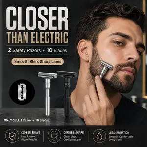 djustable Double Edge Classic Safety Razor (1 Razor & 10 pcs Blades), Gift for father and boy friend it so very Perfect
