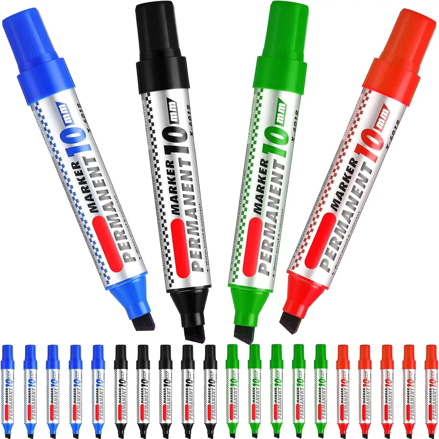24 Pack  Permanent Markers Bulk,Colorful | Large Chisel Tip Creating Bold Lines, Quick-drying  Ink, Ideal During Warehouse Pallet Labeling and Logistics Use