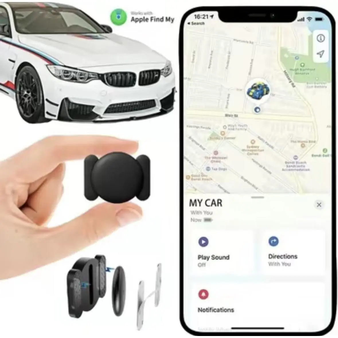 Compact Wireless Smart Car Magnetic GPS Tracker Tag - Anti Theft Tracking Device for Adults, Bikes, Waterproof Magnetic Case, No Monthly Fee, Detection, Hidden Anti-Lost Sensor, Long-Lasting Rainproof Tracking, iOS/Android Compatible, Ideal Gift