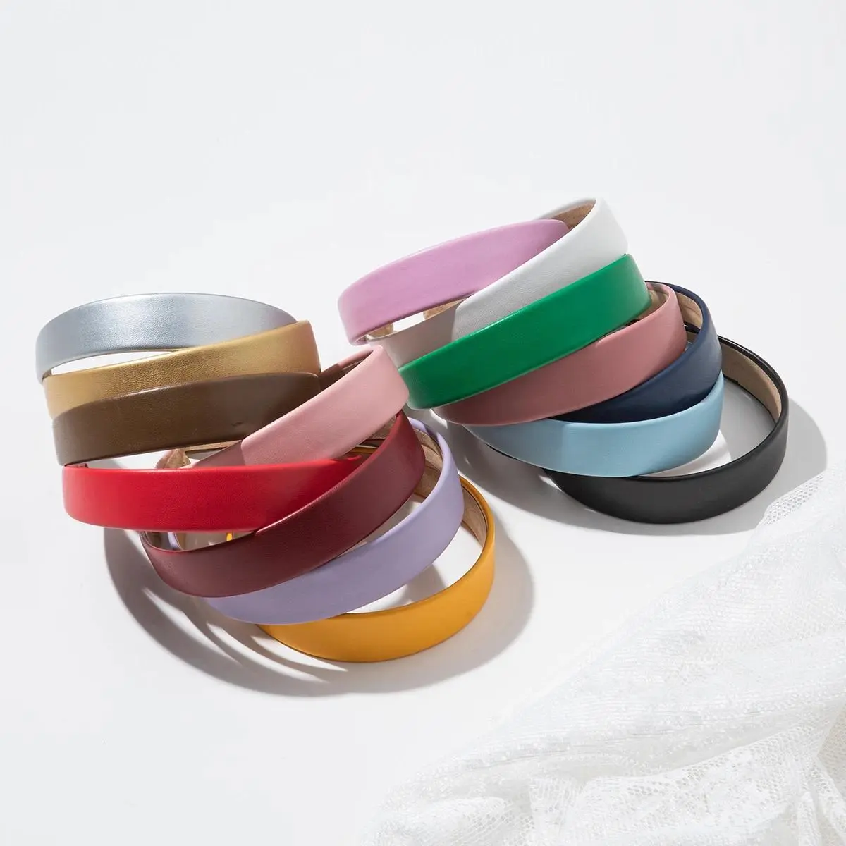 Korean Chic PU Leather Hair Hoops for Women, Solid Vintage Hair Bands with a Smooth Surface for Elegant Daily Styling, Headbands For Women, 3Cm, Round Band, Smooth Finish