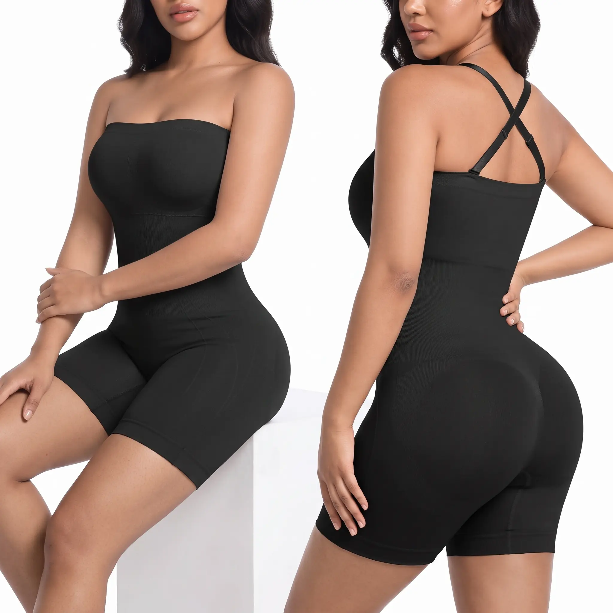 Seamless Strapless Sculpting Bodysuit, Chic Tummy Control Shapewear Top with Removable and Adjustable Straps, Jeans, Fashion, Compression, Tube, Basic, Hip, Breathable, Hand Wash, Nylon Blend, Pique Stitch