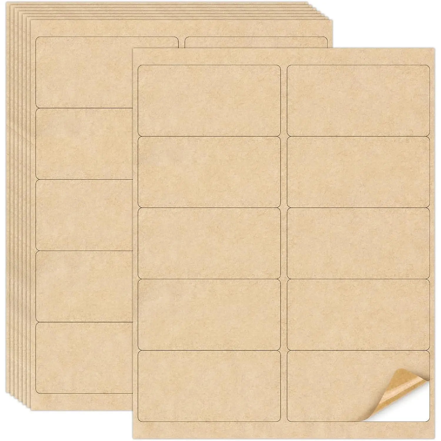 30 Sheets Printable Kraft Label Stickers for Laser & Inkjet Printers, 2" x 4" - 10 per Page, Matte (300 Count)