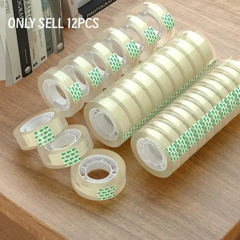 12 rolls of transparent tape (2,500 cm), heavy-duty tape, ultra-strong adhesive, compatible with cutters, suitable for gift wrapping, office use, DIY projects, moving, self-adhesive strips, strong adhesion, Packing Tape