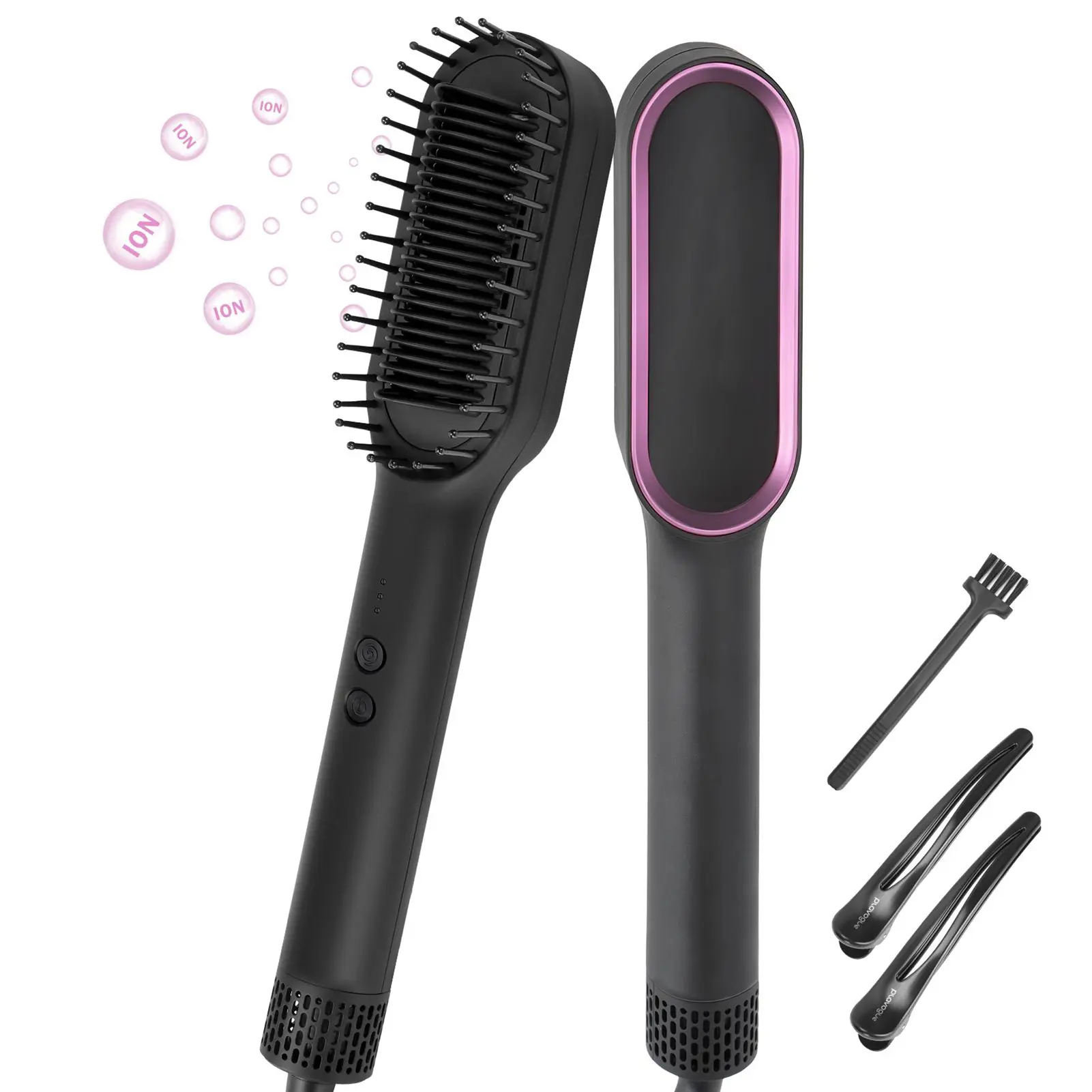 Hair Straightener Brush Fast Heating Negative Ions Straightening Ion Electric Hair Styling Comb for Home