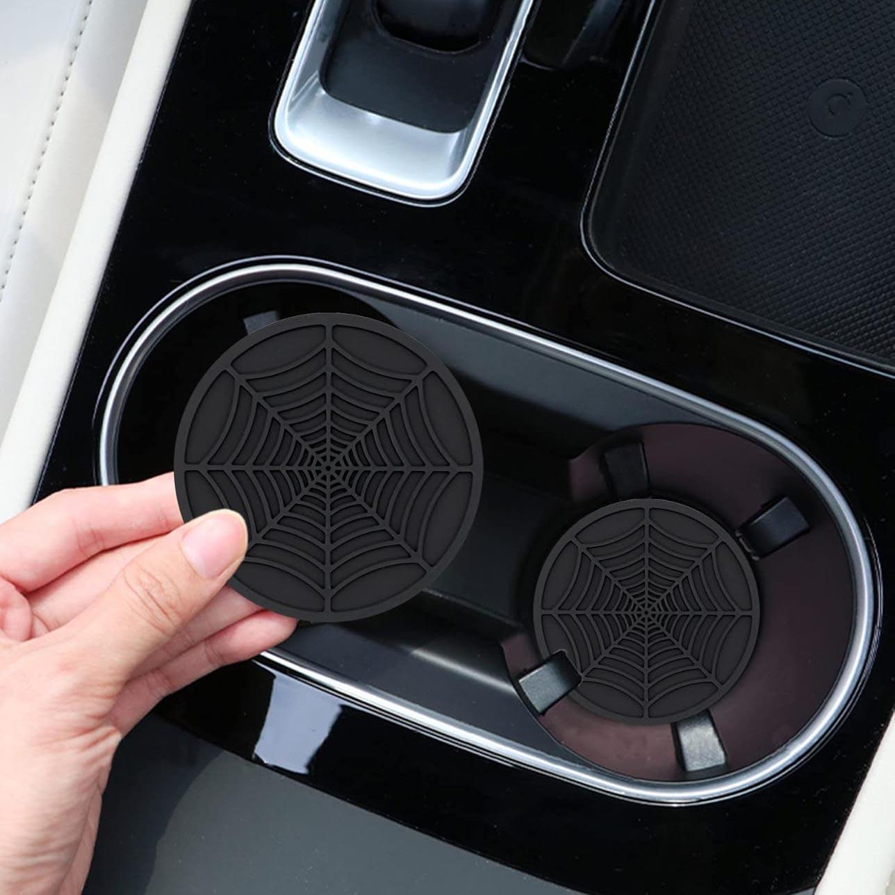 Spider Web Design Car Coaster, Creative Anti-slip Car Cup Holder Coaster, Universal Car Interior Accessories for Women & Men