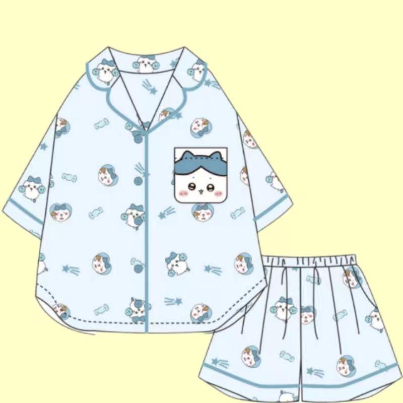 Chiikawa Cute PajamasSummer Short-sleeved Pajamas Cartoon Home Clothes Set Can Be Worn Outside