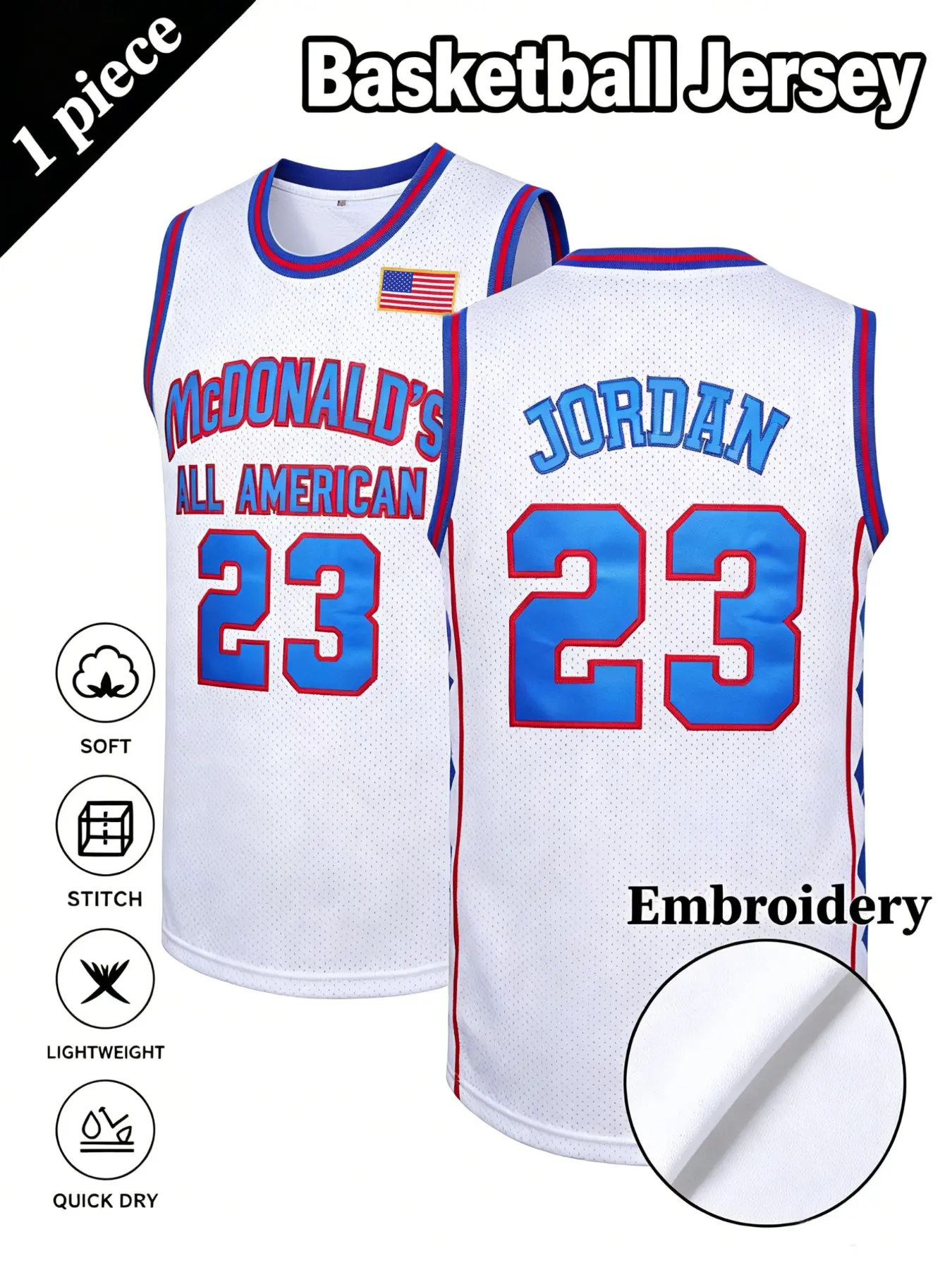 Men's Basketball Jersey, Embroidered Name and Number, Breathable Mesh, Loose Fit, Round Neck, All Seasons, S-3xl, Sports Wear, Fashion Style, Jersey Top, Lightweight Jersey