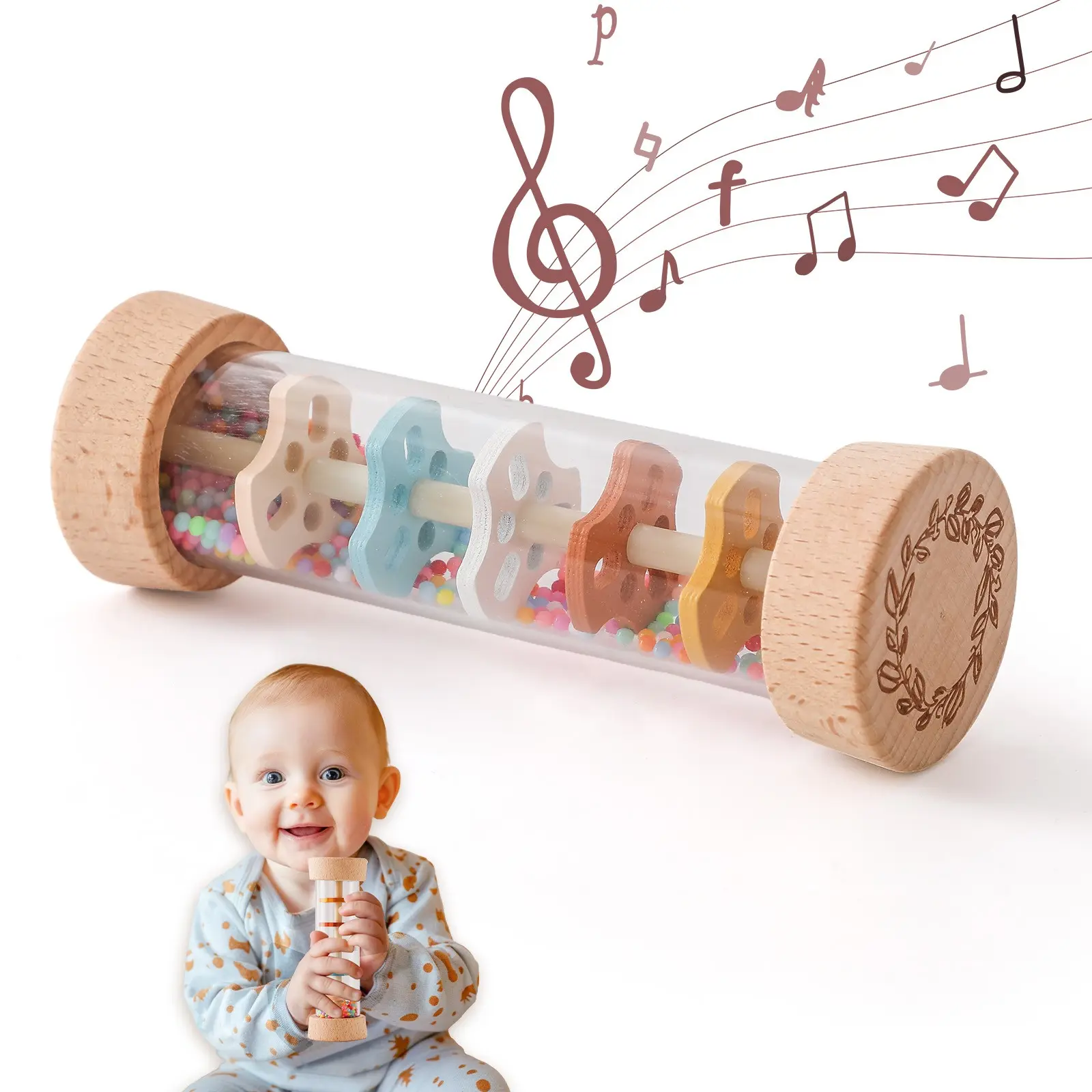 Rain Sound Simulator Music Instrument Rattle Toy, Fun Educational Musical Bell for Kids Newborn Babies, Interactive Learning Playtime Accessory, Rattle Maracas, Sensory Gifts