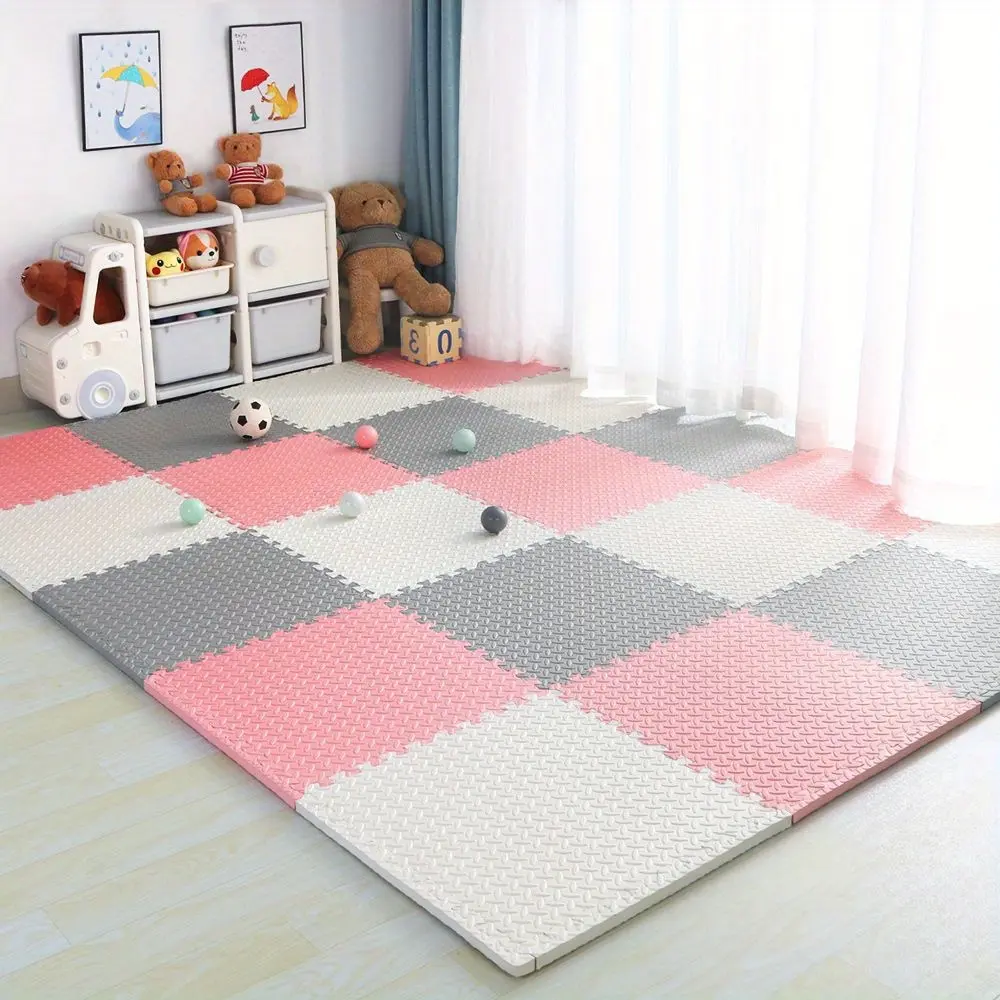 [25pcs EVA Foam Mat] 25pcs Multi-Color Leaves Pattern EVA Foam Exercise Mat, 11.81X11.81 Inch, Non-Slip Interlocking Yoga Gym Mat, for Exercise Protective, Shock Absorption Workout Room Mat