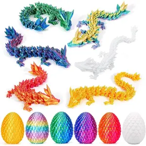 6 Pcs 3D Printed Dragon Eggs with Dragon Inside, Mini Dragon Egg Fidget Toy 3D Articulated Crystal Dragon Eggs, Easter Basket Stuffers 3D Printed Easter Eggs Animals Toy Set (Multicolor-6pcs)fidget toys