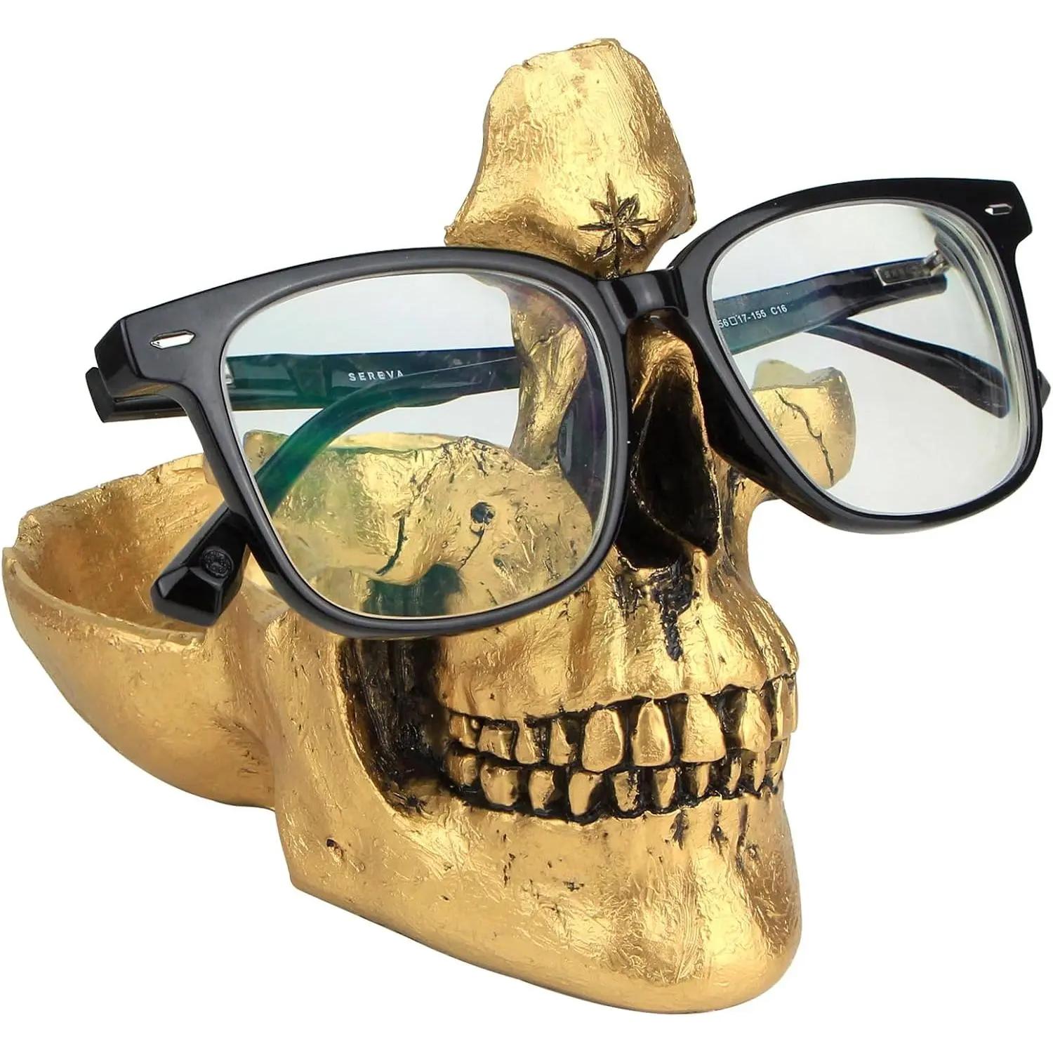 Skull Glasses Stand Holder, Creative Eyeglasses Holder, Sunglasses Spectacle Display Rack, Key Holder  Sculptures for Entryway, , Office, Desk, Nightstand ()